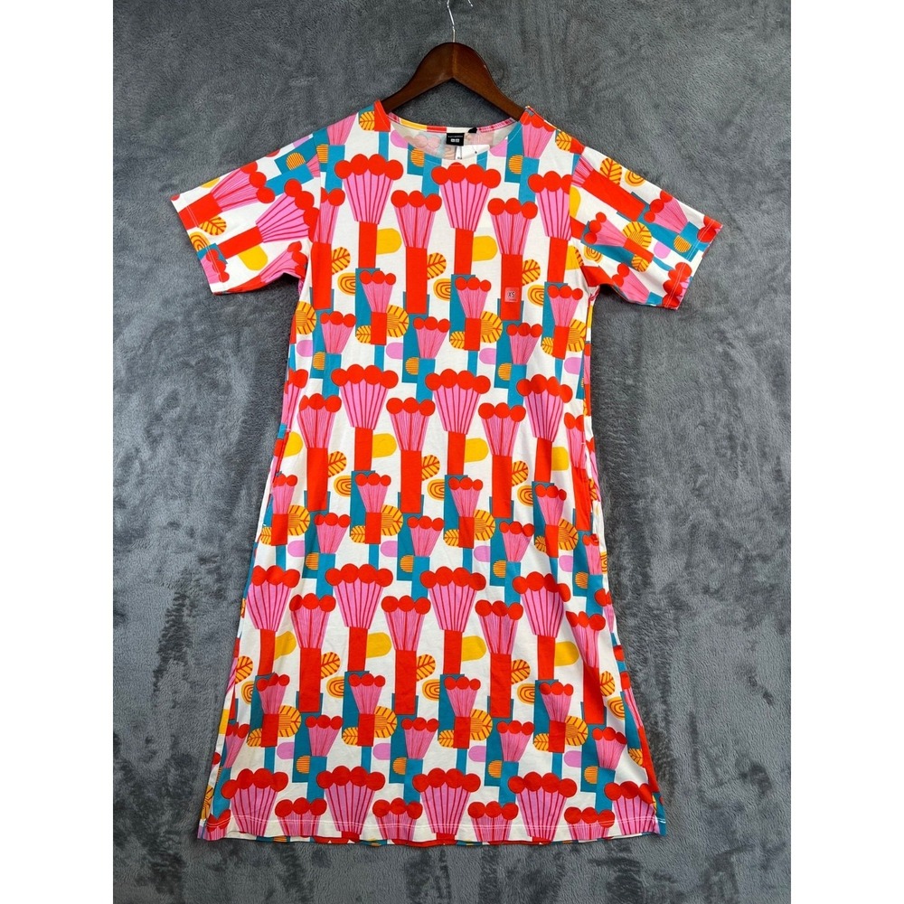 UNIQLO x Marimekko Dress XS Floral Multicolor A Line Cotton T Shirt NWT